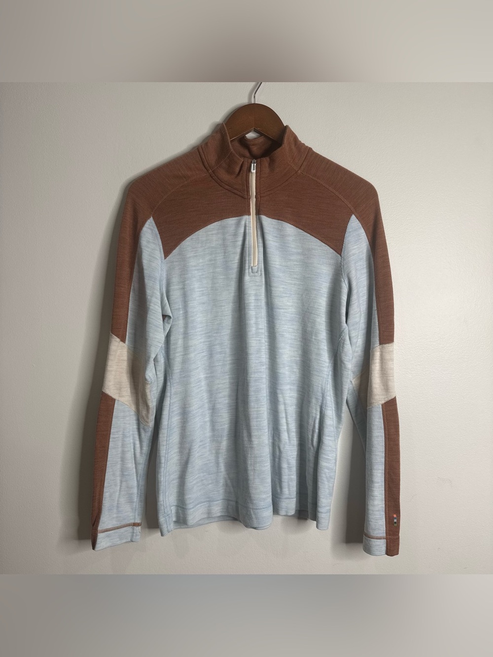 Smartwool Women’s 100% Merino Wool Base Layer Colorblock Knit Quarter Zip XL